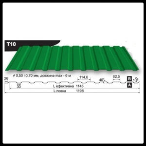 Профнастил Т 10" Blachy Pruszynski " RAL 6005 — PE 0,45 мм MARCHEGALIA