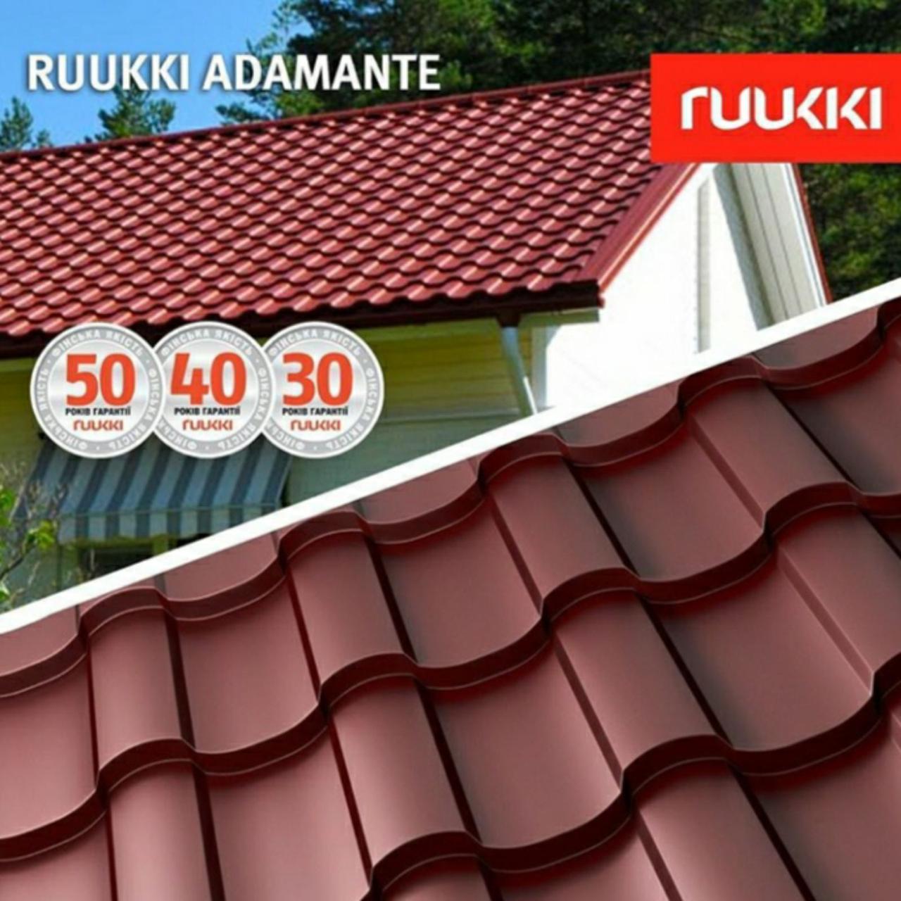 Фінська черепиця | RUUKKI Adamante | RR 750 | теракотовый | 0.5 PURALmat | Ruukki 50 plus - Зображення 10