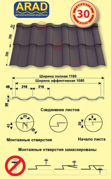 Модульна черепиця Арад ⁇ ARAD Modus ⁇ Blachy Pruszynski ⁇ PURMAT ⁇ RAL 8017 ⁇ 0,756 m2 ⁇ - Зображення 4