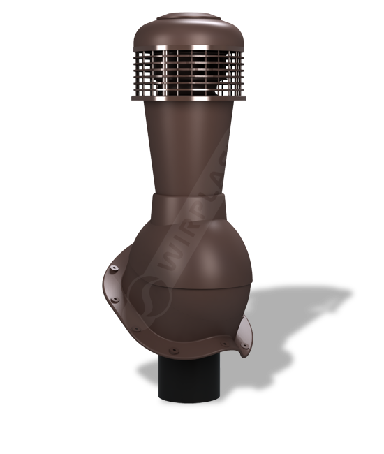 Кровільний вентиляційний вихід Wirplast Perfekta T 53 з механічним вентилятором 150 мм Коричневий 8017