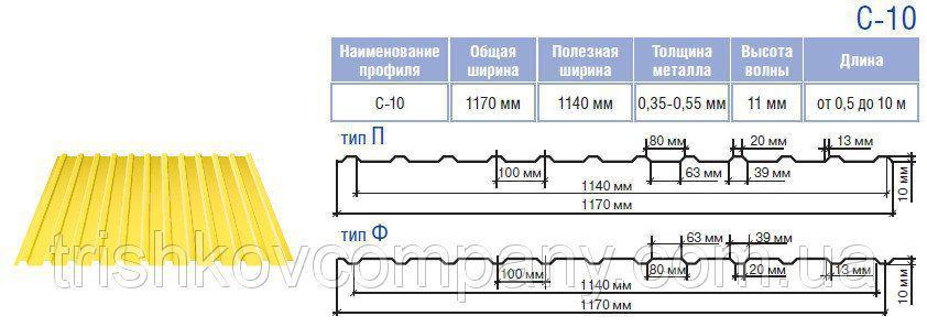 Профнастил С-10 RAL 8017 (коричневий) МАТ 0,45 Китай