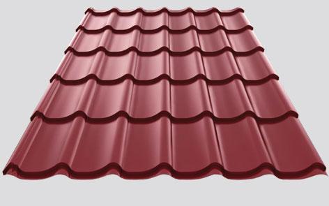 Металочерепиця Сталекс Гранд матова ArcelorMittal PEMA RAL 3005 (гила вишня) 0,5 мм Poland - Зображення 2
