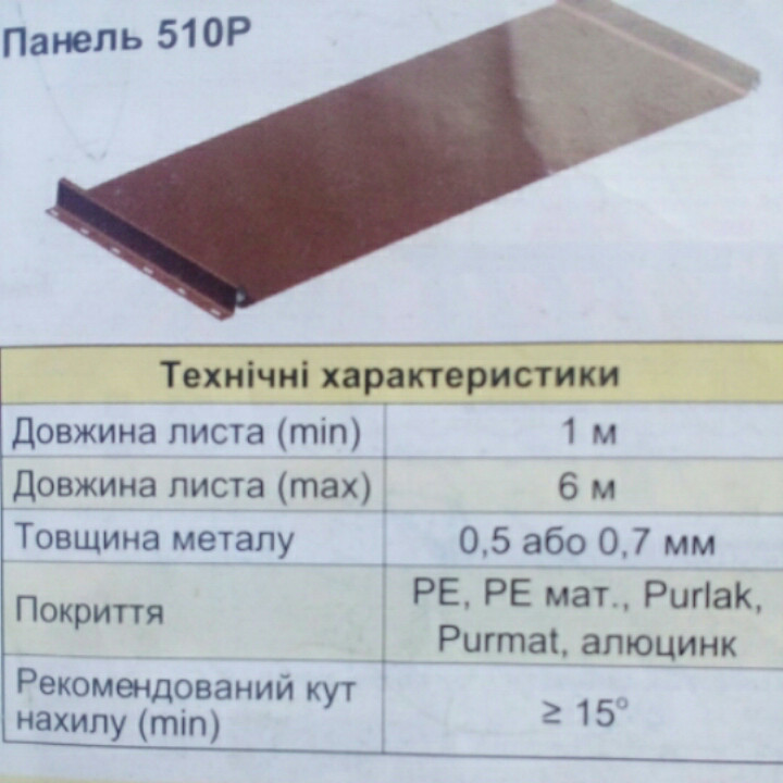 Покрівельна фальцева панель "Retroline 510 М" 0.5 мм, RR 023 - Зображення 3