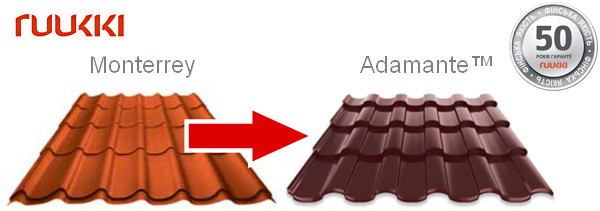 Металочерепиця Ruukki MonterreyTM 0,45 Rough matt RR 887 - Зображення 3