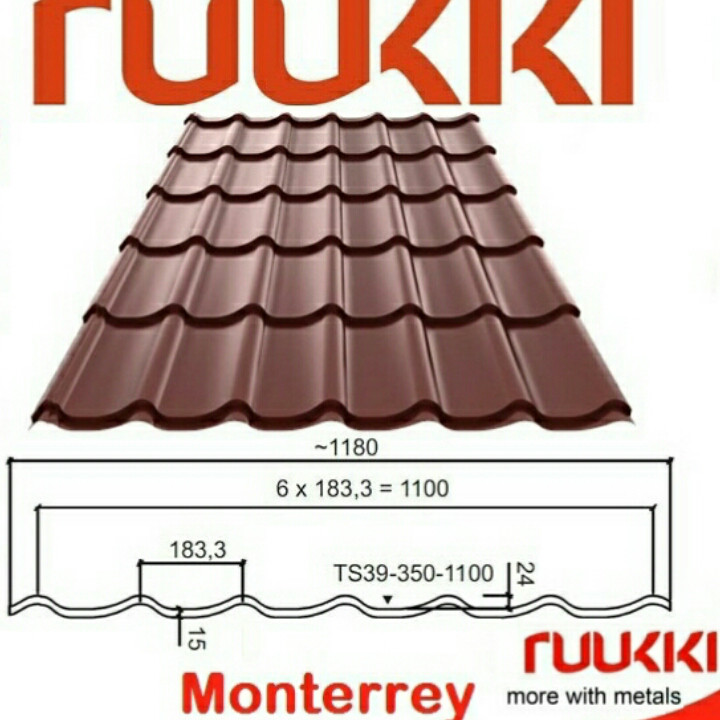 Ruukki Monterrey, Металочерепиця фінська 0,5 мм, Crown BT Ruukki 40 - Зображення 7