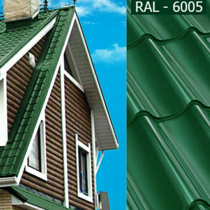 Металочерепиця "RAUNI STANDART" — RAL 6005 МАТ (зелена) PE 0,45 STANDART, метал Китай AKZO NOBEL - Зображення 2