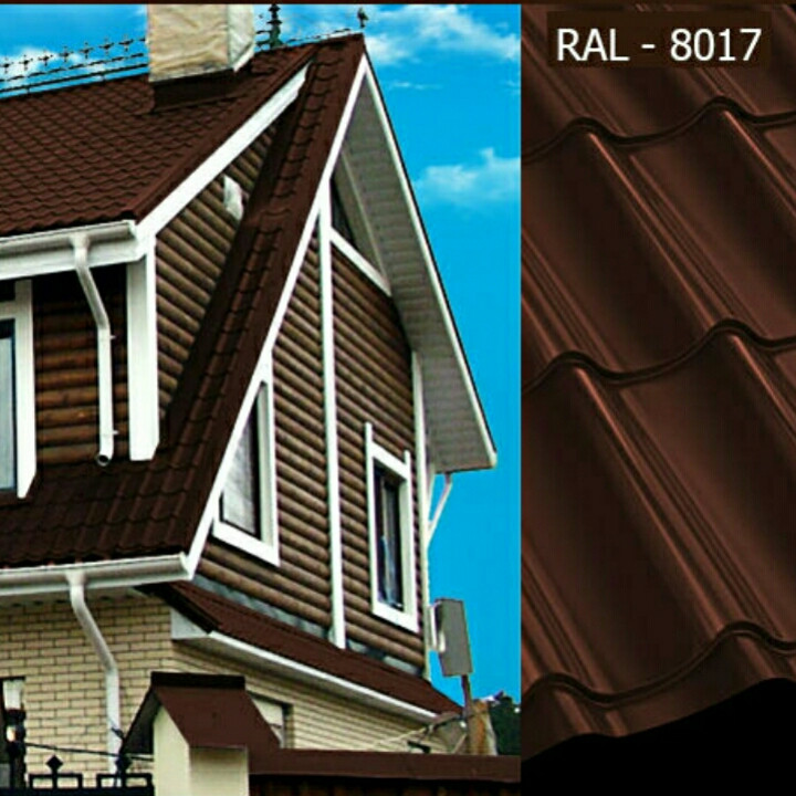 Металочерепиця ⁇ Арсенал Центр ⁇ 0,45 мм RAL 8017 (коричневий мат) Італія. - Зображення 3