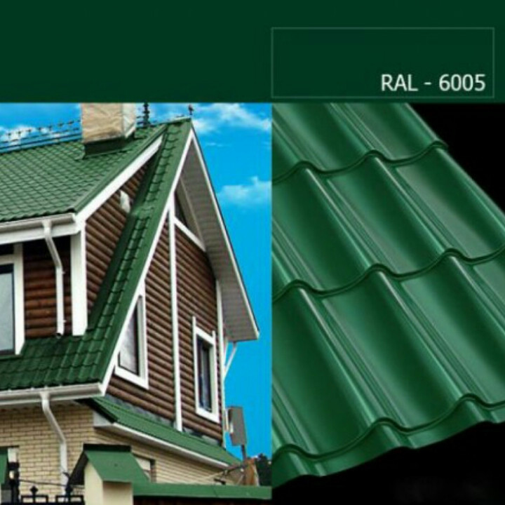 Металочерепиця ArcelorMittal (Арсенал) RAL 6005 / 0,5 мм / PEMA / Zn-200 - Зображення 4