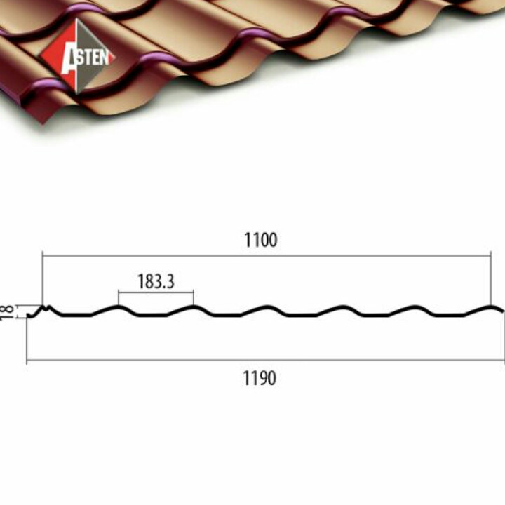 Металочерепиця KapitelSteel RAL 8017 PE 0,5 мм (Бельгія) з доставкою в Дніпр. - Зображення 3