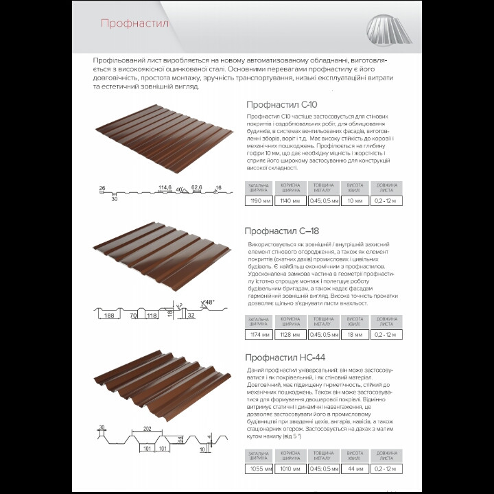 Профнастил Мегасіті ⁇ С-18 ⁇ RAL 3005 ⁇ 0,45 мм ⁇ фосфор - Зображення 6