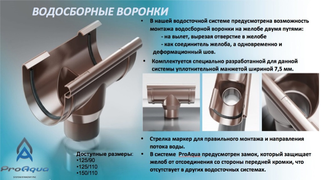 Лійка зливна ProAQUA Ø 150 коричнева - Зображення 5