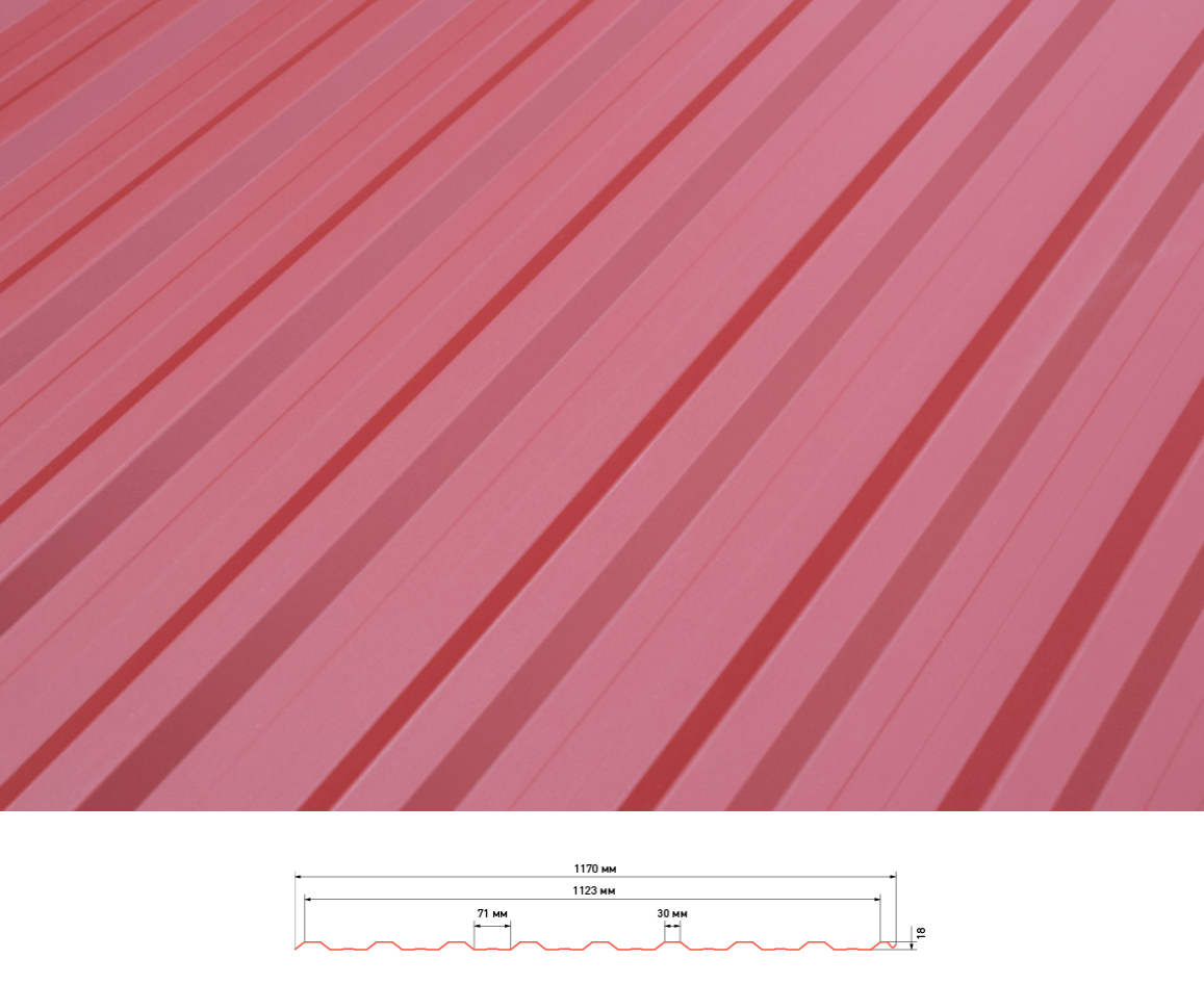 Профільований настил Т-18 "ДахСервіс" 0,43 мм, Глянець Китай 8017 коричневий - Зображення 3
