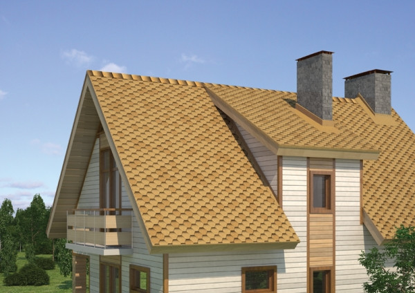 Бітумна гнучка черепиця Katepal Katrilli колір Золотий пісок із відливом - Зображення 2