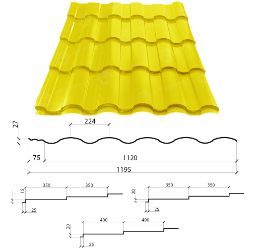 Металочерепиця Сталекс Валенсія RAL 3011 (червона глянець) PE 0,5 мм, Китай - Зображення 4