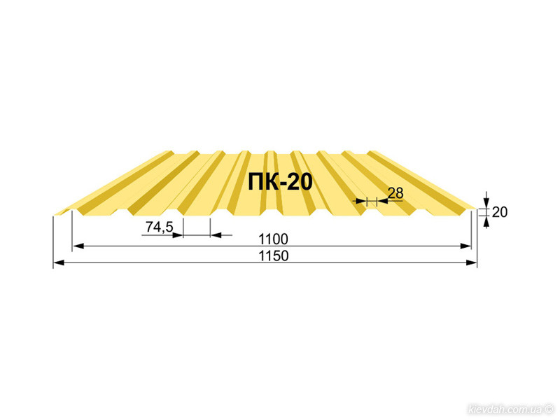 Профнактил Тектум-С, стіновий ПС-20 0,45 мм RAL 1015 — бежевий глянець метал Китай - Зображення 2