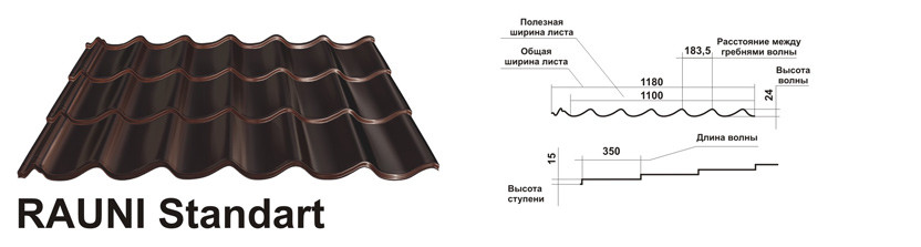 Металочерепиця RAL 8017 Rauni Premium 450 мм PE 0,45 мм Південна Корея - Зображення 8