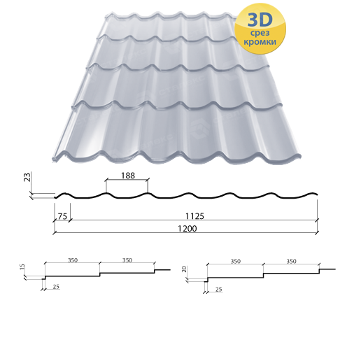 Металочерепиця Атлантика - "Сталекс" RAL 8019 PEMA 0,5 мм (OptimaSteel) - Зображення 9