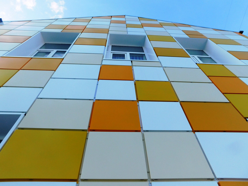 Касети фасадні прихованого монтажу (454 x 454 х 0.7) мм RAL 9006 - Зображення 9