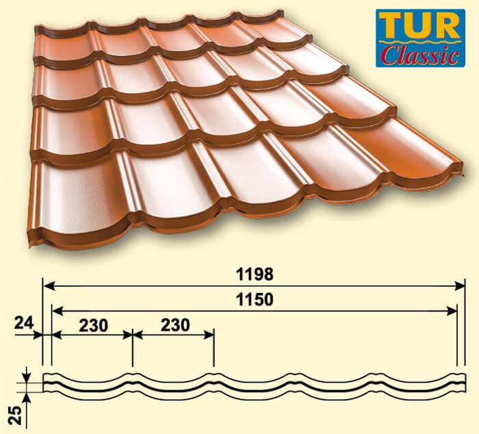 Металочерепиця TUR Classic — Pruszynski 0,5 мм мат листкова — Тур-класик Польща - Зображення 2