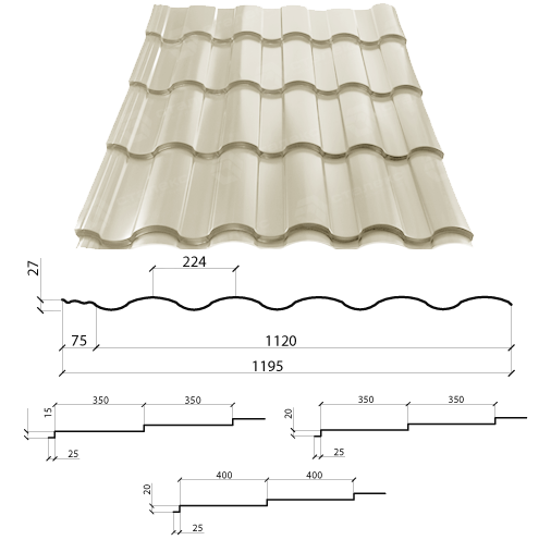 Металочерепиця VALENCIA 0,45 мм PEMA RAL 8019 Словаччина - Зображення 5