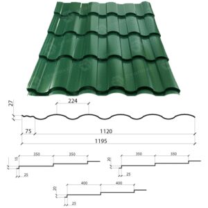 Металочерепиця VALENCIA 0,45 мм PE RAL 6005 Словаччина