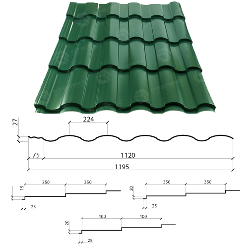 Металочерепиця VALENCIA 0,50 мм PEMA RAL 7024 Німеччина - Зображення 6