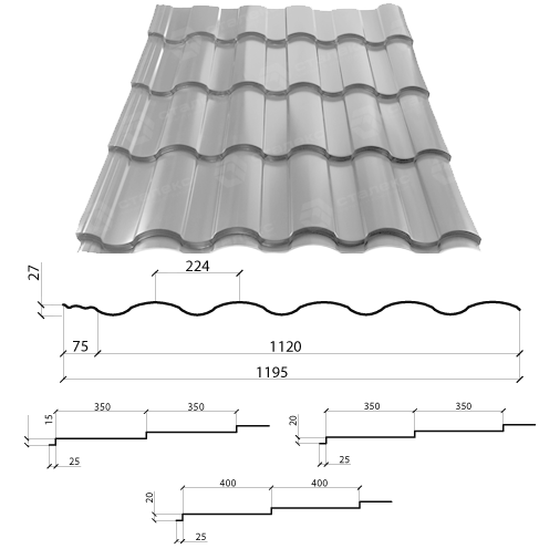 Металочерепиця VALENCIA 0,50 мм PEMA RAL 7024 Німеччина - Зображення 3