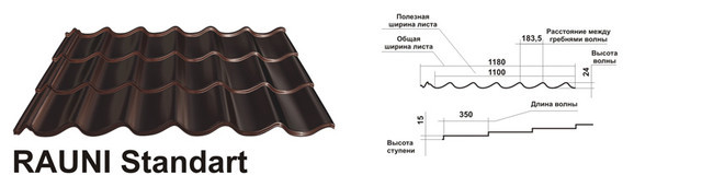 Металочерепиця "RAUNI" RAL РЕМА 8017 коричнева) 0,45 STANDART метал Китай - Зображення 7