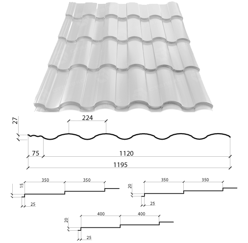 Металочерепиця VALENCIA 0,5 RAL 7024 Італія Marchegalia — "Сталекс Профі". - Зображення 5