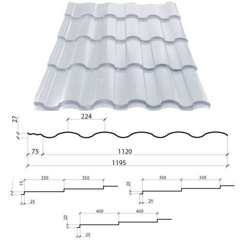 Металочерепиця VALENCIA 0,45 мм PEMA RAL 8019 Словаччина - Зображення 2