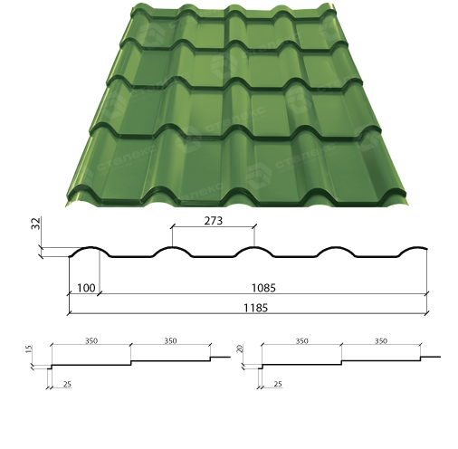 Металочерепиця AFINA 0,50 мм PEMA RAL 8004 Німеччина - Зображення 5