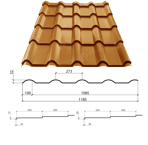 Металочерепиця AFINA 0,45 мм PEMA RAL 6005 Словаччина - Зображення 10
