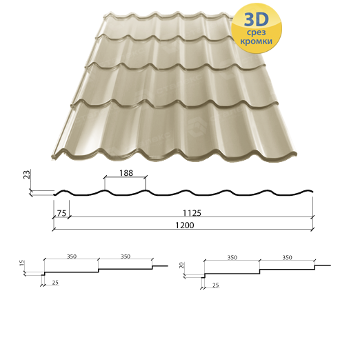 Металочерепиця ATLANTA 0,5 PEMA RAL 3009 Німеччина - Зображення 5