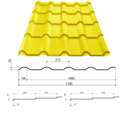 Металочерепиця AFINA 0,50 мм PEMA RAL 8004 Німеччина - Зображення 3