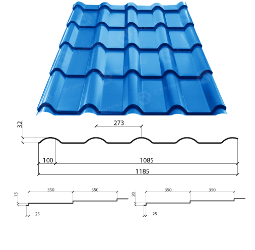 Металочерепиця AFINA PEMA RAL 8017 0,45 Optima Steel — Сталекс - Зображення 6