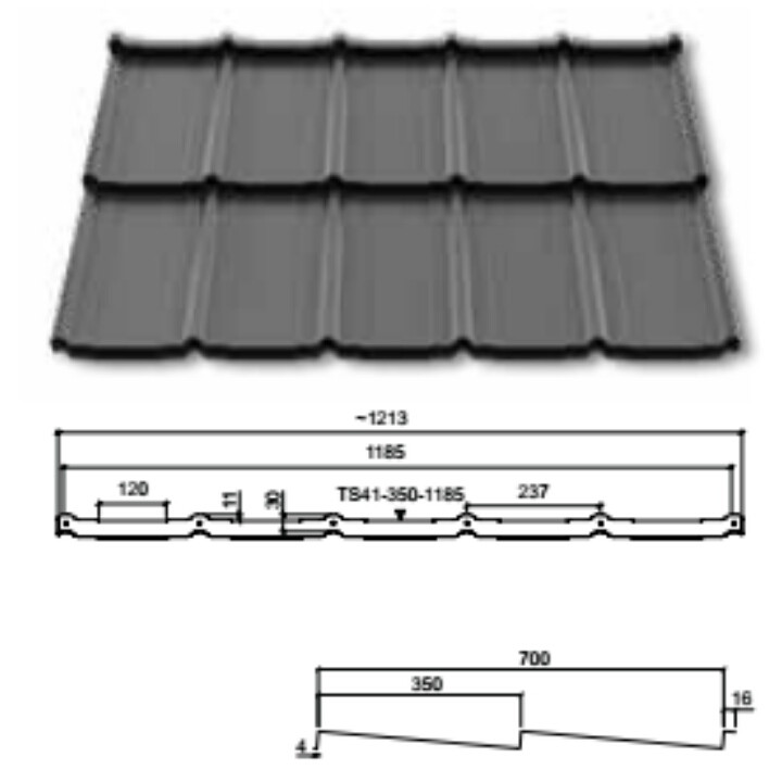Модульна черепиця ⁇ Ruukki Frigge ⁇ RR 23 ⁇ Rough Matt ⁇ Ruukki 30 ⁇ - Зображення 3