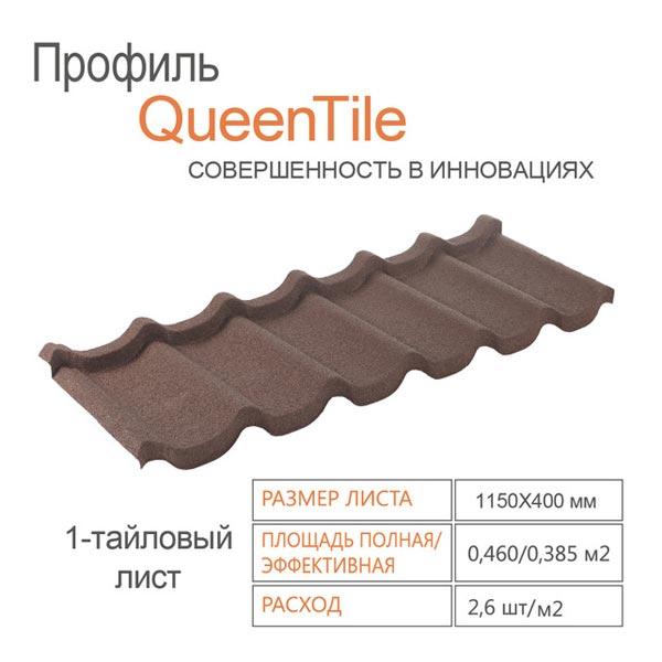 Композитна черепиця 1-тайловий лист — QueenTile ® Standard Black - Зображення 3