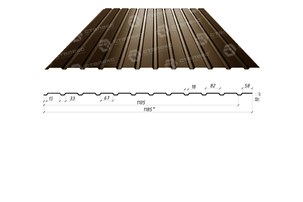 Профнастил С-10 RAL 8017 (коричневий) PE 0,45 мм Словаччина фасадний. - Зображення 2