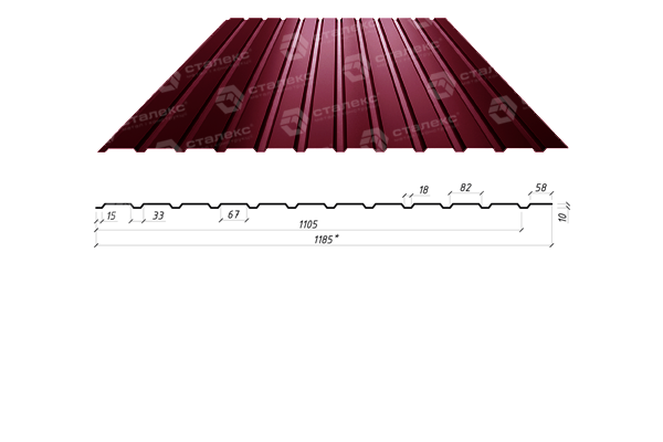 Профнастил С-10 RAL 8017 (коричневий) PE 0,45 мм Словаччина фасадний. - Зображення 7