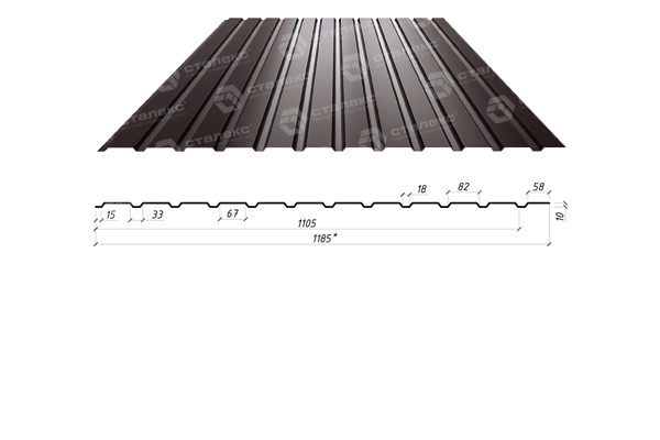 Профнастил С-10 RAL 8017 (коричневий) PE 0,45 мм Словаччина фасадний. - Зображення 8