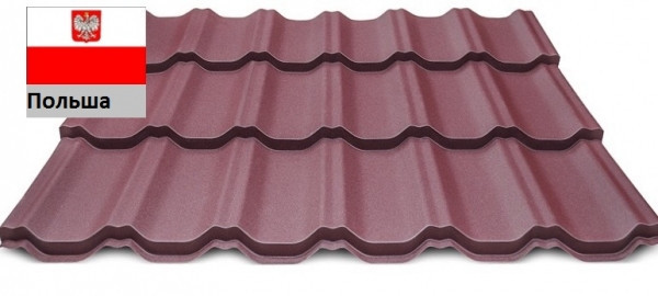 Металочерепиця MAXIMA 0,45 мм * лист (1195 мм х 2250) 2,689 м кв PEMA RAL 3005 - Зображення 7