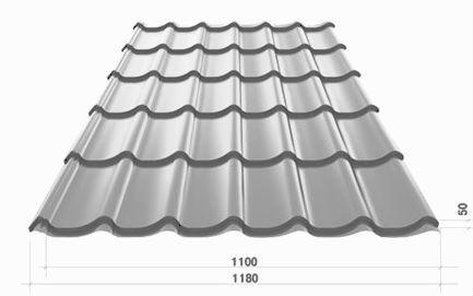 Металочерепиця Rauni Premium ⁇ RAL 9006 ⁇ PE 0,45 мм ⁇ Юж.Корея ⁇ - Зображення 3