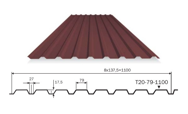 Профнастил для стін — ПС 20 — матовий 0,45 мм RAL - Зображення 8