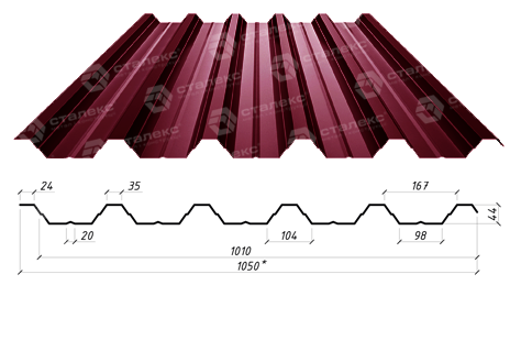 Профнактил НС-44 "Сталекс" RAL 8017 МАТ 0.5 мм (54 - Optima Steel) - Зображення 7