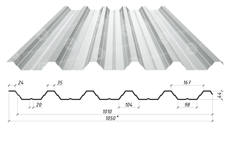 Профнастил С-44 Сталекс Профі, RAL 1015 (бежевий) PE 0.45 мм Модуль Україна - Зображення 7