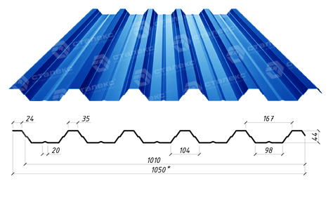 Профнастил С-44 Сталекс Профі, RAL 1015 (бежевий) PE 0.45 мм Модуль Україна - Зображення 6