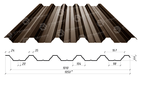 Профнактил НС-44 "Сталекс" RAL 8017 МАТ 0.5 мм (54 - Optima Steel)