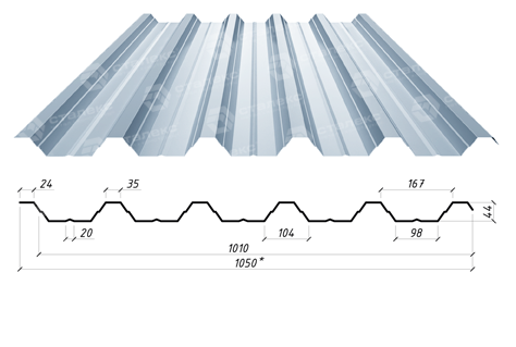 Профнактил НС-44 "Сталекс" RAL 8017 МАТ 0.5 мм (54 - Optima Steel) - Зображення 6