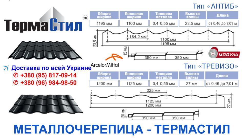 Металочерепиця Градо Н 350/20 мм 0,5 мм RAL 8017 MAT ArcelorMittal - Зображення 10