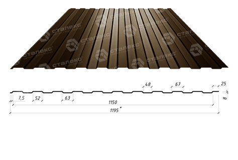 Профнастил стіновий на паркан ПС 8 / 0,45 мм / RAL - Зображення 2
